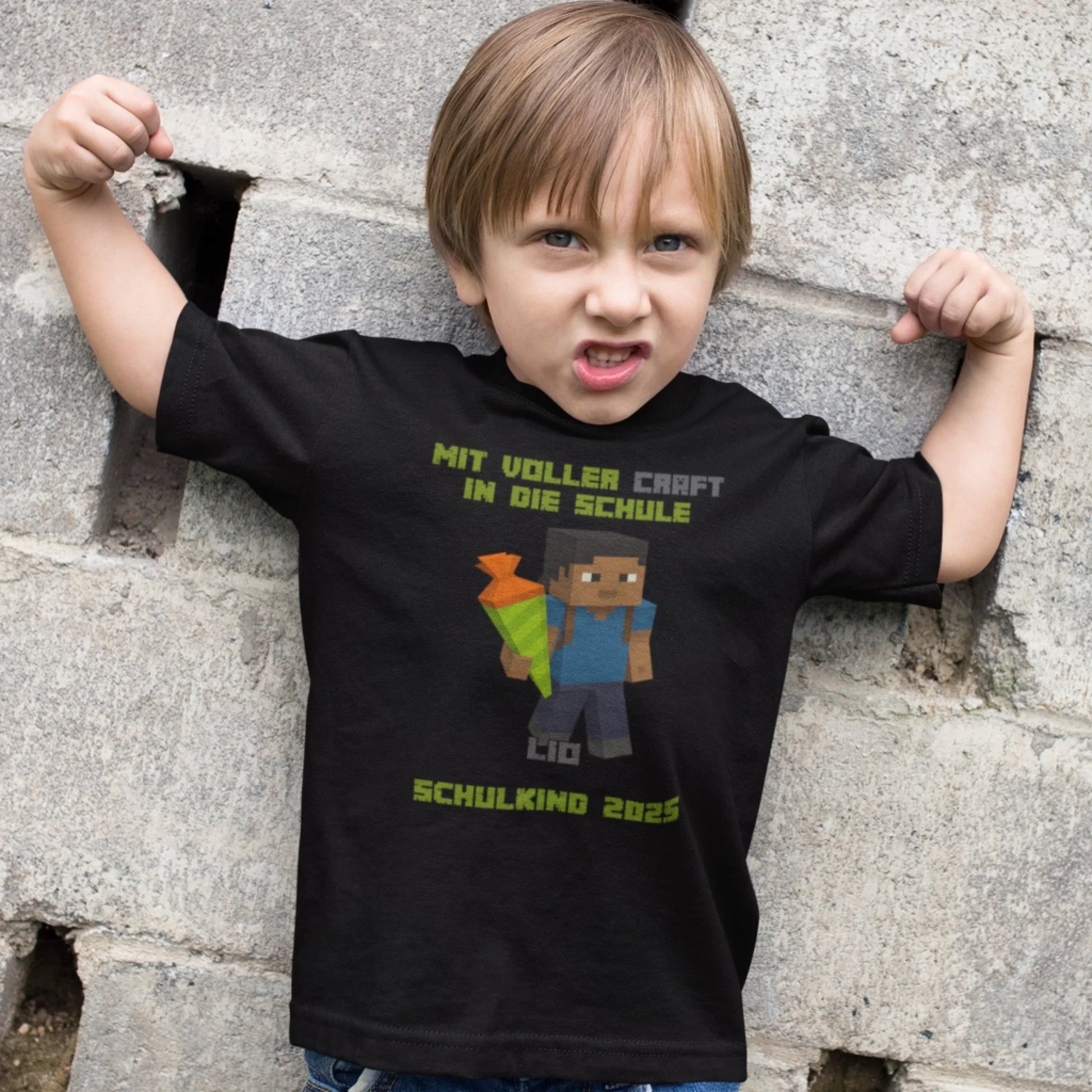 little-boy-wearing-a-t-shirt-mockup-while-raising-his-arms-a17943