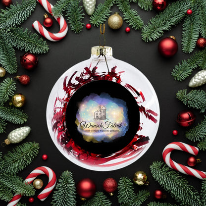 Weihnachtskugel Lametta rot